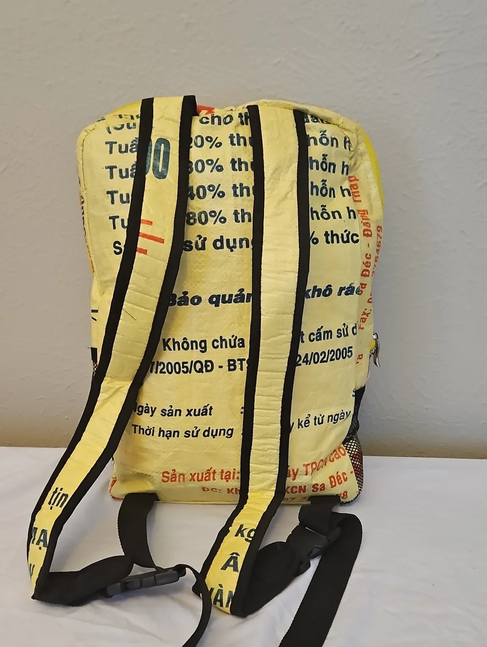 Mermaid Design Recycled Rice Bag Backpack - Yellow